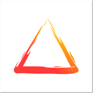 A Simple Triangle, Abstract Brush, Red Orange Posters and Art